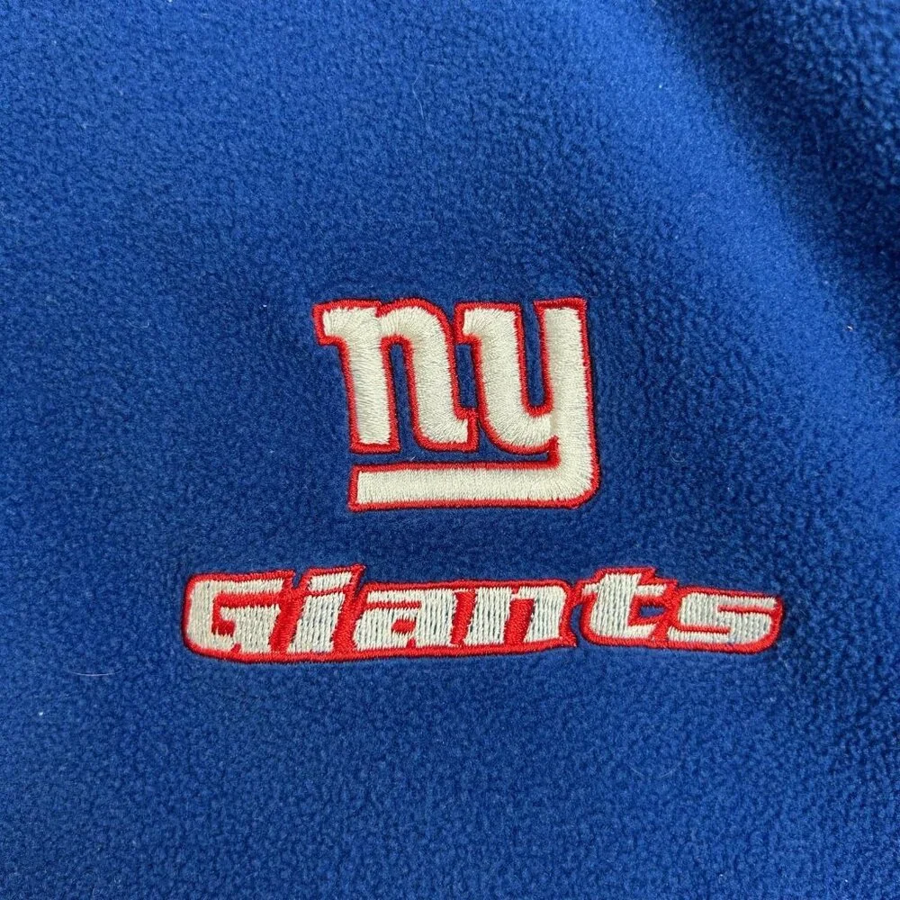 New York Giants Sweater Mens 2XL Blue Red NFL Football‎ Reebok Fleece 1/4 Zip